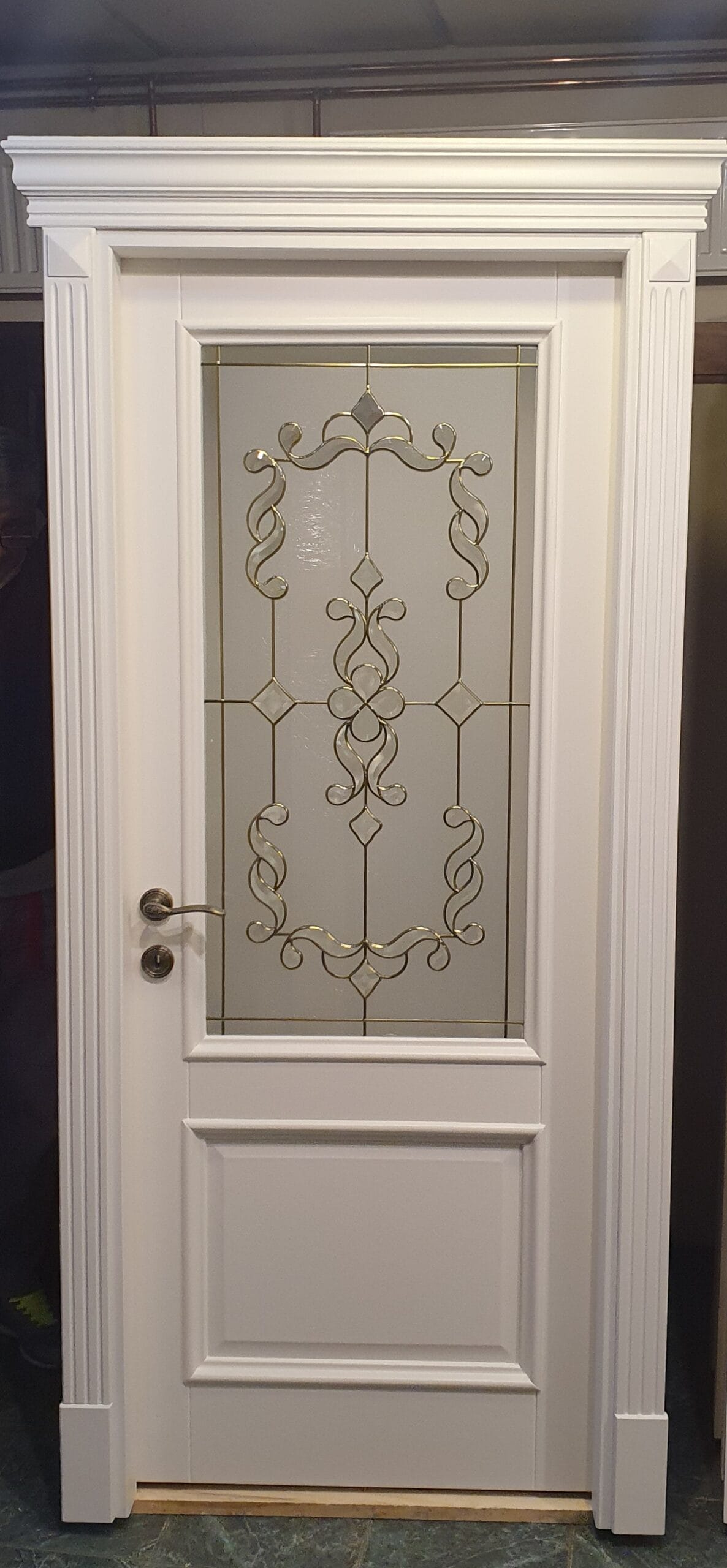 Usa interior Stejar, geam vitraliu