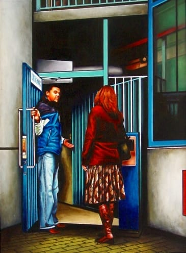 decency__painting_of_a_man_holding_a_door_for_a_wo_figurative__figurative__2da26a5b9773a7db7f0c4b8ff39f7f8f
