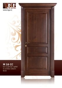Usa de interior din Tei Masiv Stratificat, cu pervaz capitel si cornisa, finisaj NCW, ITM-016CC