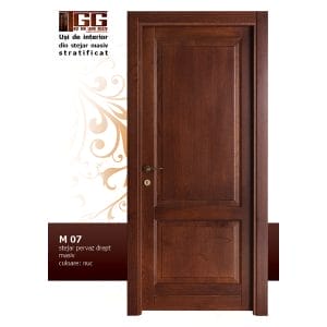 Usa de interior din Stejar Masiv Stratificat, pervaz drept masiv, finisaj nuc, ISM-007PP