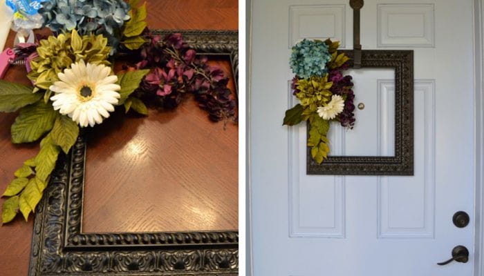 decor pentru usa de la intrare cu o rama veche