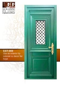 Usa exterior tip colonial cu decor fier forjat - EST 069