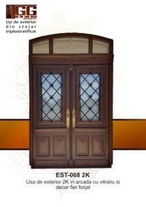 Usa exterior cu supralumina si decor fier forjat - EST 068