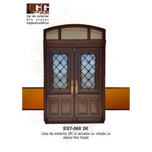 Usa exterior cu supralumina si decor fier forjat - EST 068