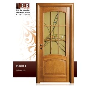 Usa de interior din Tei Masiv Stratificat, finisaj tek, 2/3 geam, ITM-001