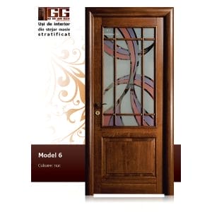 Usa de interior din Tei Masiv Stratificat, finisaj nuc, 2/3 geam, ITM-006