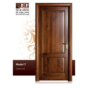 Usa de interior din Stejar Masiv Stratificat, finisaj nuc, plina, ISM-007