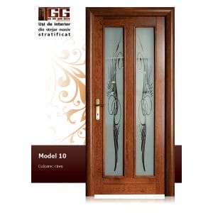 Usa de interior din Stejar Masiv Stratificat, finisaj cireş, 2/3 geam, ISM-010