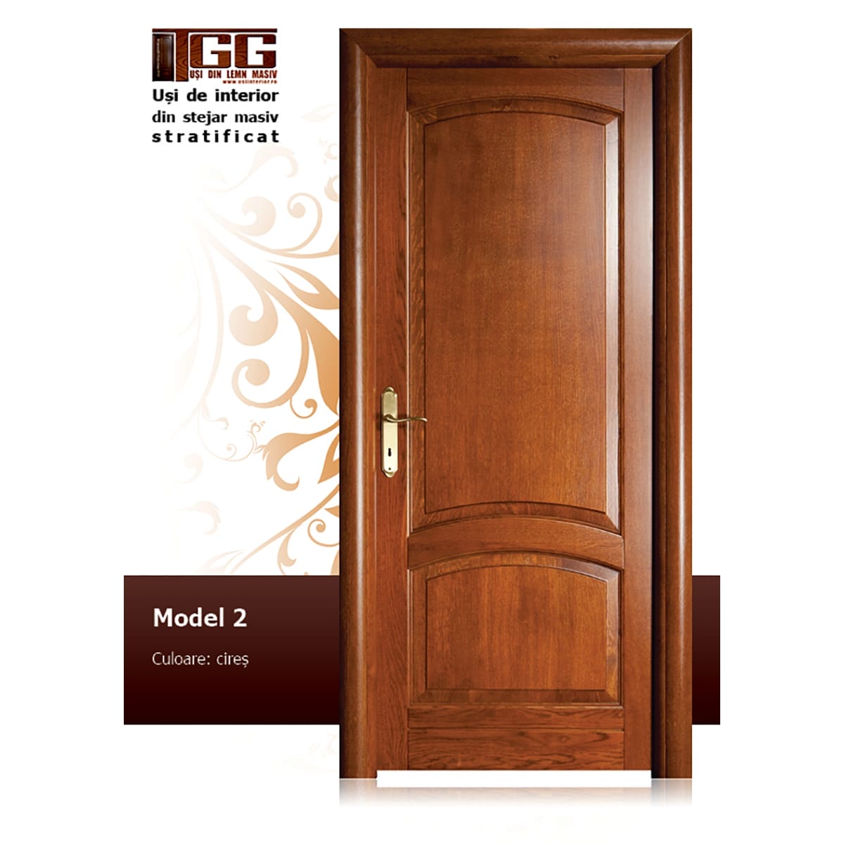 Usa de interior din Stejar Masiv Stratificat, finisaj nuc, plina, ISM-002 - imagine 3