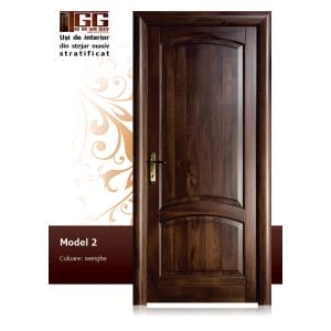 Usa de interior din Stejar Masiv Stratificat, finisaj nuc, plina, ISM-002