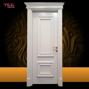 Ușă stejar model Luxury, finisaj Alb cu pervaz Capitel Cornisa special, ISM-007ALBLUX